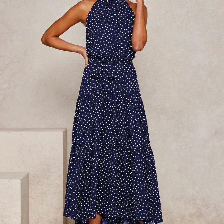Long Dress Polka Dot Casual Dress Black Sexy Halter Clothes For Women