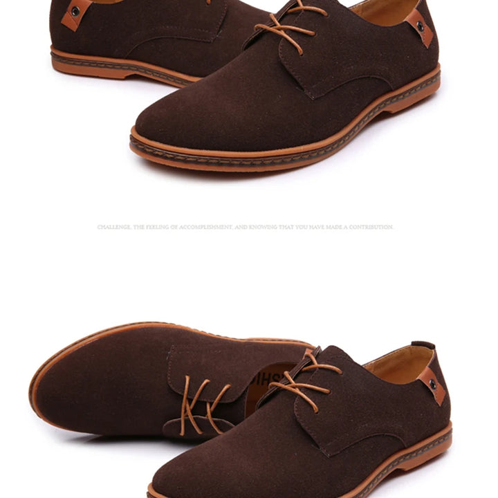 Spring Suede Leather Men Shoes Oxford Casual Shoes Classic Sneakers Comfortable Footwear Dress Shoes Large Size Flats
