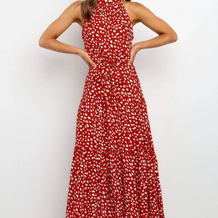 Long Dress Polka Dot Casual Dress Black Sexy Halter Clothes For Women