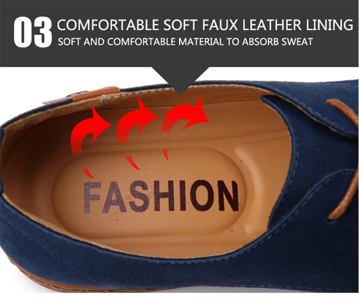 Spring Suede Leather Men Shoes Oxford Casual Shoes Classic Sneakers Comfortable Footwear Dress Shoes Large Size Flats