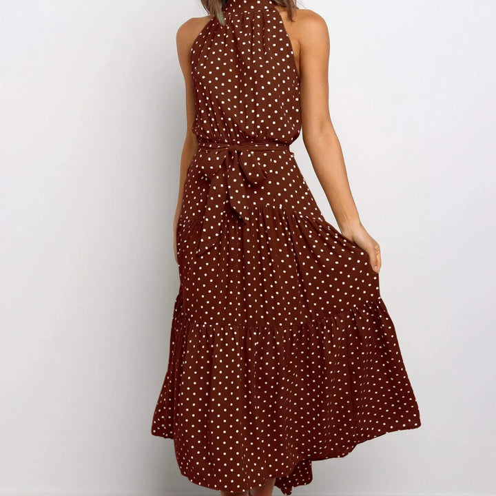 Long Dress Polka Dot Casual Dress Black Sexy Halter Clothes For Women