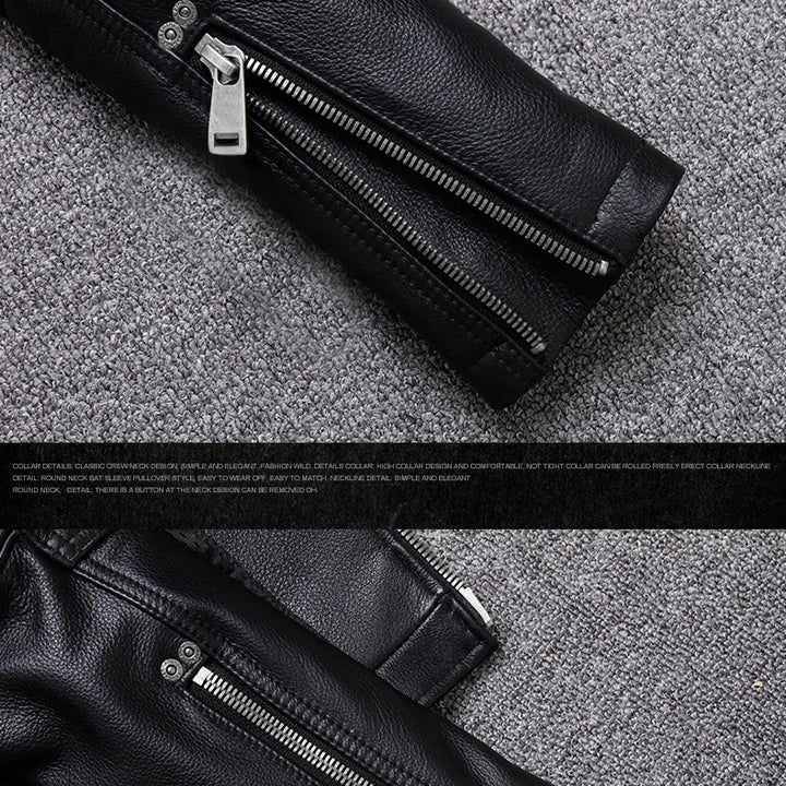Mauroicardi Spring Black Pu Leather Motorcycle Jacket for Men Style Long Sleeve Zipper Pockets Mens Leather Jackets and Coats