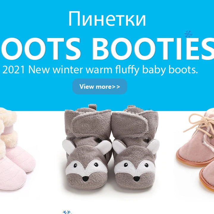New Baby Booties Shoes Infant Boy Girl Shoes Multicolor Winter Snow Boots Anti-slip Soft Rubber Sole First Walkers Crib Shoes