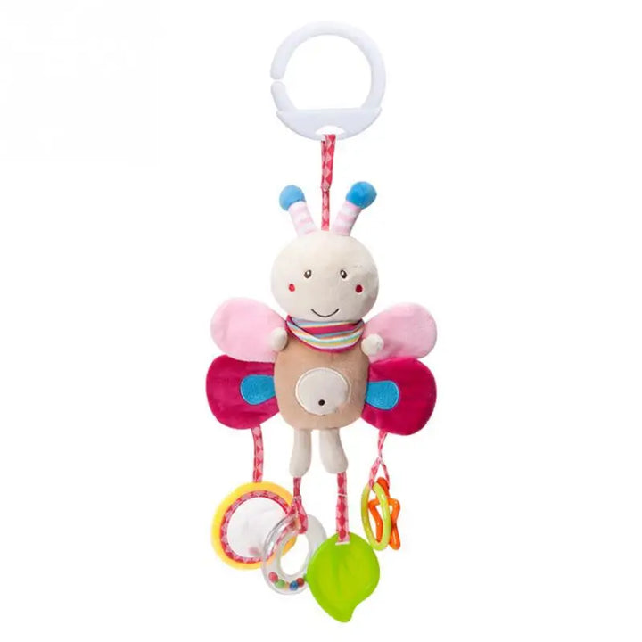 Soft Animal Handbells Rattles Butterfly Rabbit Duck Plush Infant Baby Development Handle Toys Hot Selling WIth Teether Baby Toy