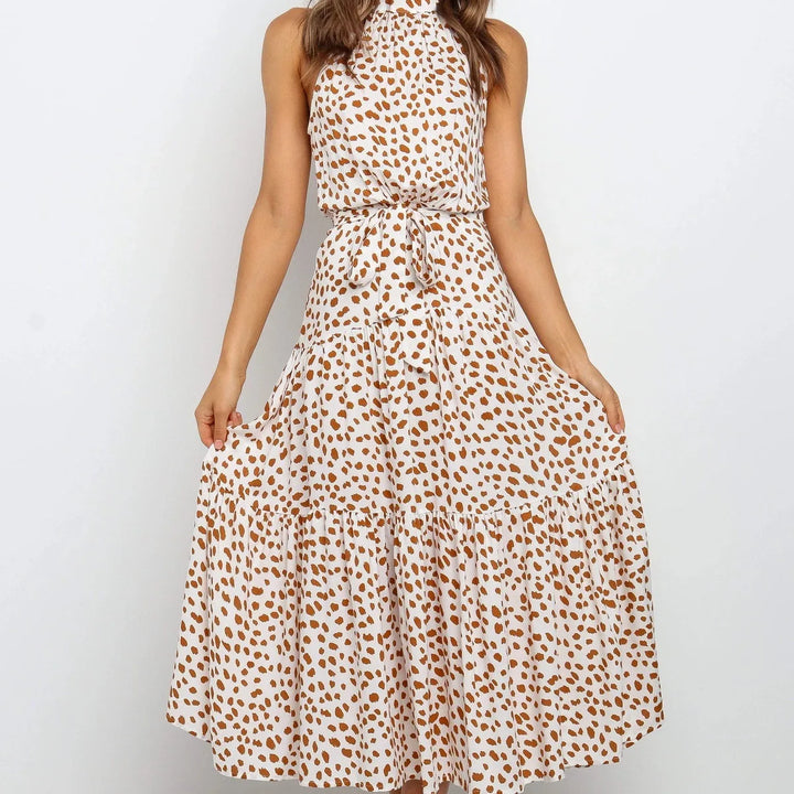 Long Dress Polka Dot Casual Dress Black Sexy Halter Clothes For Women