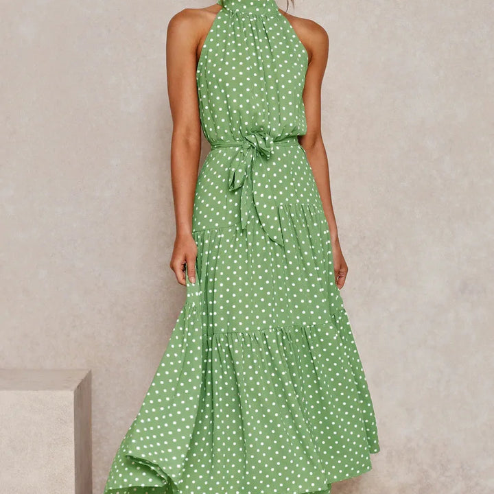 Long Dress Polka Dot Casual Dress Black Sexy Halter Clothes For Women