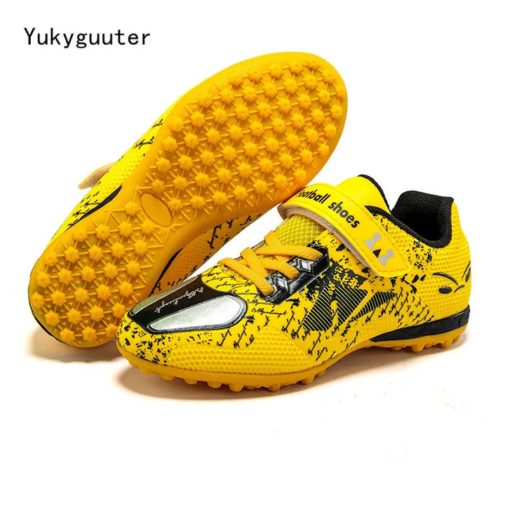 Children Football Shoes Soccer Boots Kids Boy Girl Sneakers New Leather High Top Soccer Cleats Training Outdoor Hook & Loop