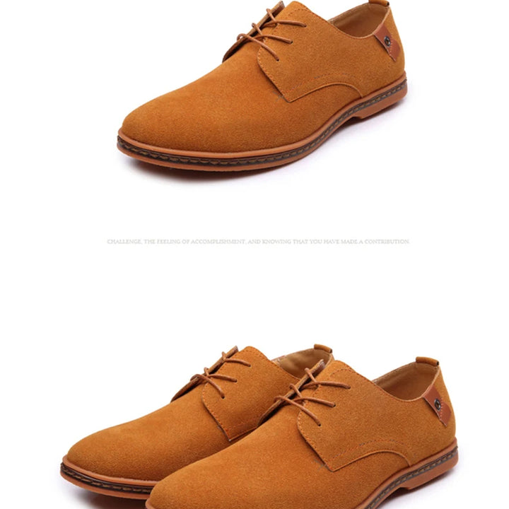 Spring Suede Leather Men Shoes Oxford Casual Shoes Classic Sneakers Comfortable Footwear Dress Shoes Large Size Flats