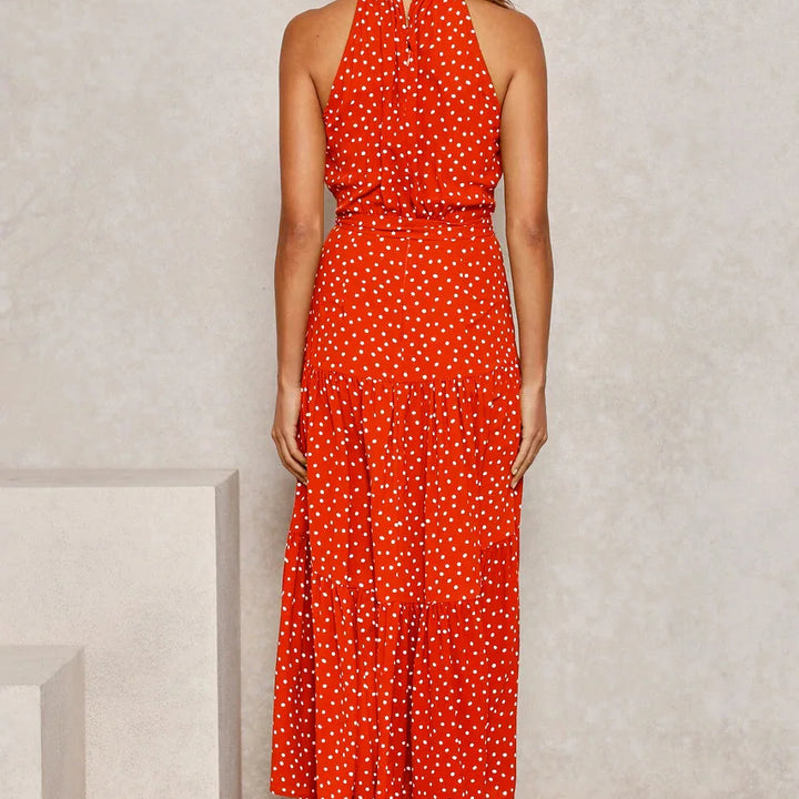Long Dress Polka Dot Casual Dress Black Sexy Halter Clothes For Women