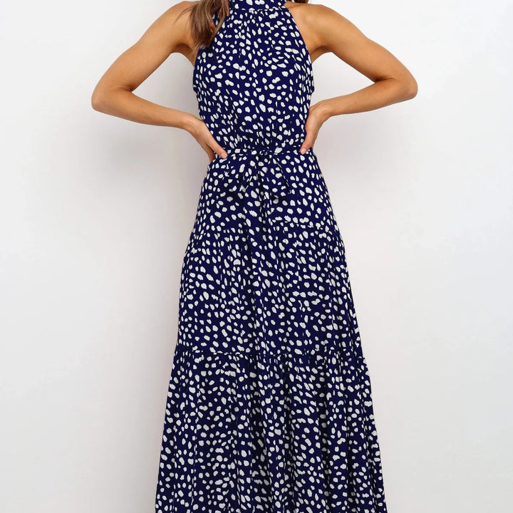 Long Dress Polka Dot Casual Dress Black Sexy Halter Clothes For Women