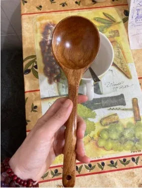 Natural Wooden Large Soup Scoops Long Handle Cooking Scoop Wood Ramen Rice Spoon Soup Ladle Catering Tableware Kitchen Utensil