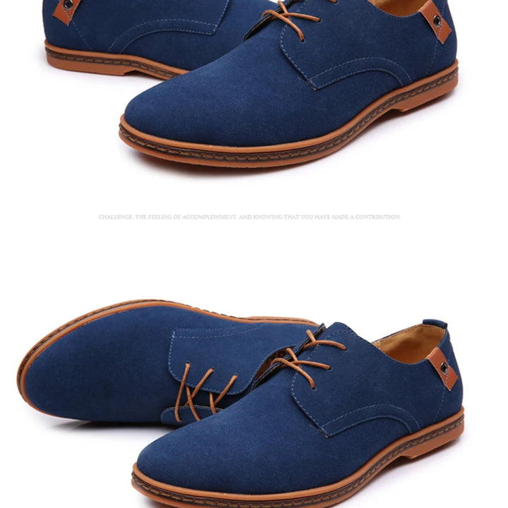 Spring Suede Leather Men Shoes Oxford Casual Shoes Classic Sneakers Comfortable Footwear Dress Shoes Large Size Flats
