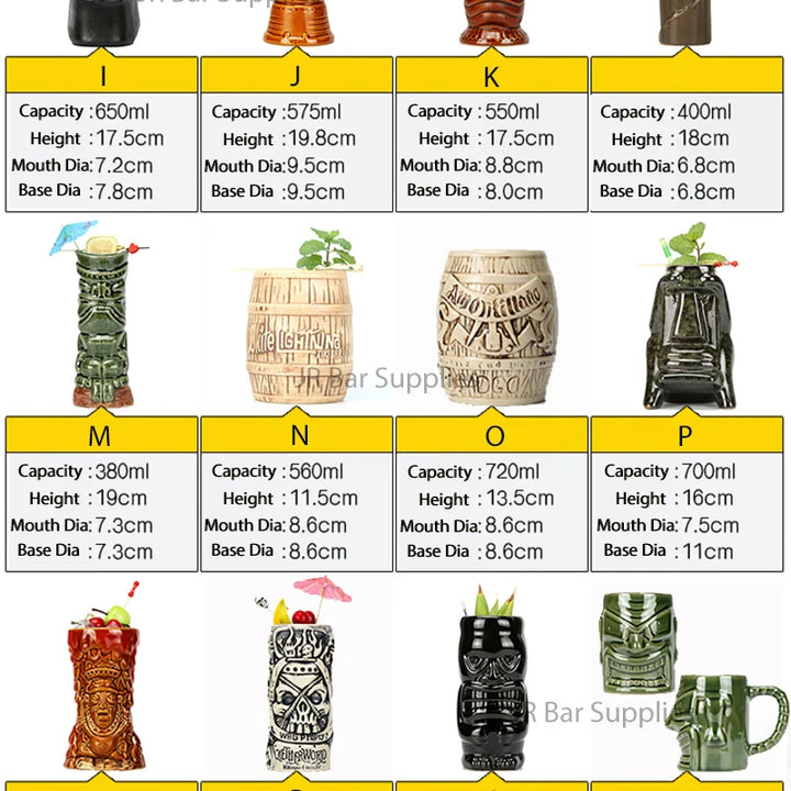 Hawaii Tiki Mugs Cocktail Cup Beer Beverage Mug Wine Mug Ceramic Tiki Mugs