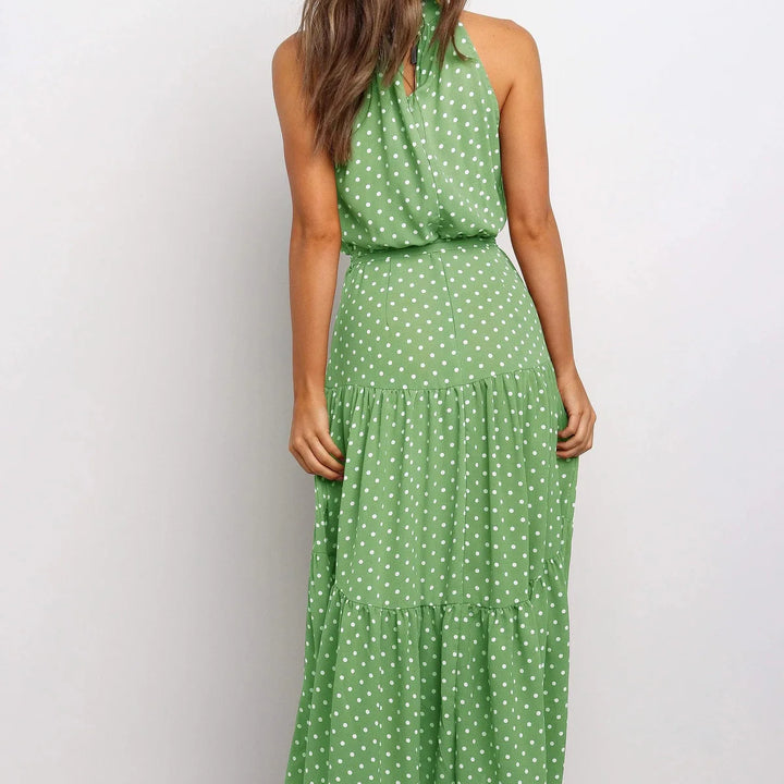 Long Dress Polka Dot Casual Dress Black Sexy Halter Clothes For Women