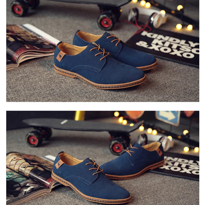 Spring Suede Leather Men Shoes Oxford Casual Shoes Classic Sneakers Comfortable Footwear Dress Shoes Large Size Flats