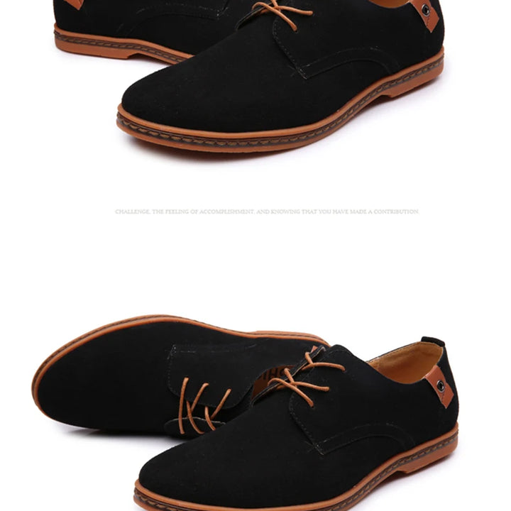 Spring Suede Leather Men Shoes Oxford Casual Shoes Classic Sneakers Comfortable Footwear Dress Shoes Large Size Flats