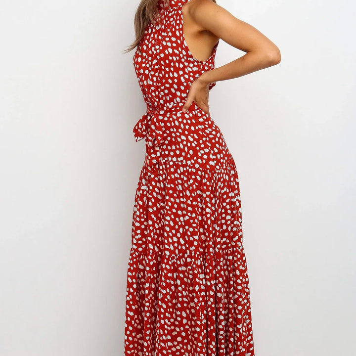 Long Dress Polka Dot Casual Dress Black Sexy Halter Clothes For Women