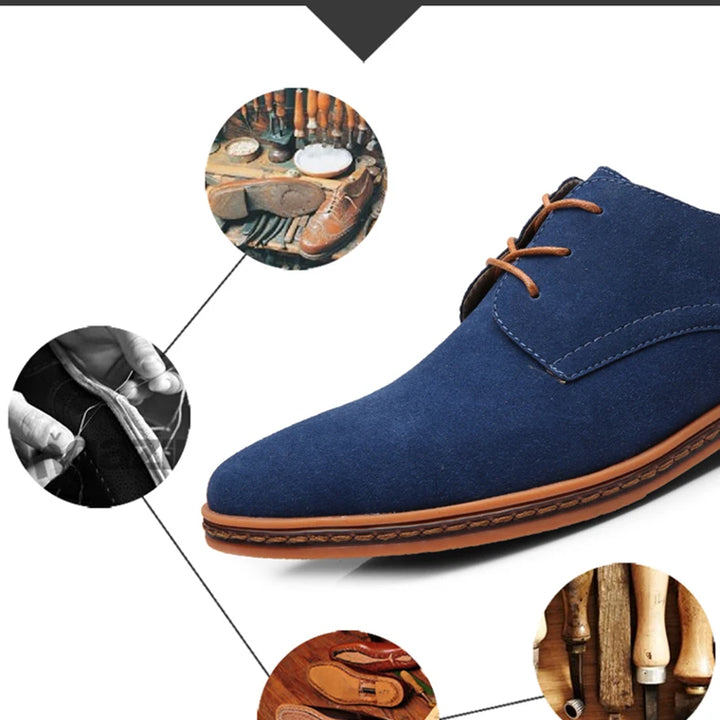 Spring Suede Leather Men Shoes Oxford Casual Shoes Classic Sneakers Comfortable Footwear Dress Shoes Large Size Flats