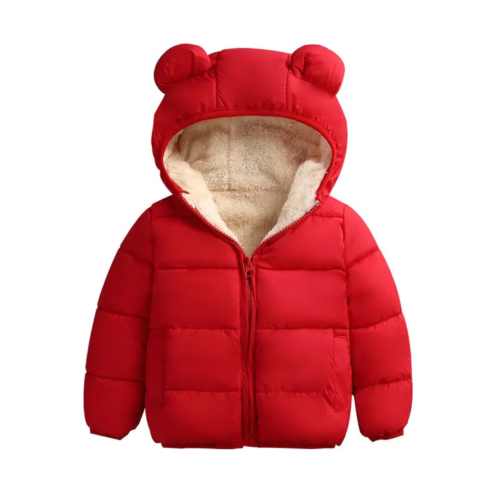 Baby Winter Coat Kids Casual Solid Cute Ear Hooded Down Jacket Overalls Snow Warm Clothes For Children Boys Girls Body