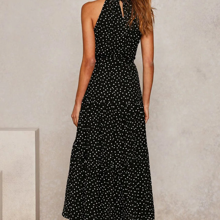 Long Dress Polka Dot Casual Dress Black Sexy Halter Clothes For Women