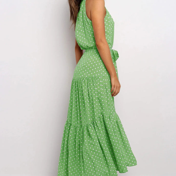 Long Dress Polka Dot Casual Dress Black Sexy Halter Clothes For Women