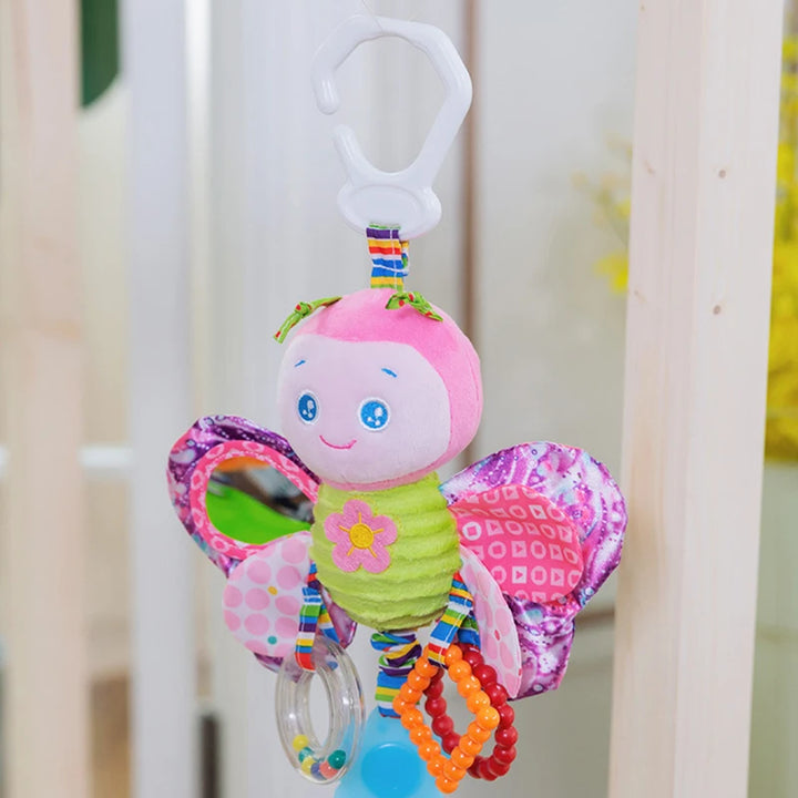Soft Animal Handbells Rattles Butterfly Rabbit Duck Plush Infant Baby Development Handle Toys Hot Selling WIth Teether Baby Toy