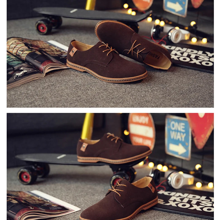 Spring Suede Leather Men Shoes Oxford Casual Shoes Classic Sneakers Comfortable Footwear Dress Shoes Large Size Flats