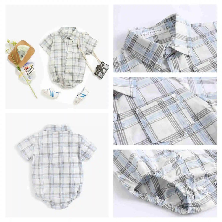 Sanlutoz Cotton Baby Boys Bodysuits Fashion Newborn Clothes for Baby Boy Short Sleeve Summer Baby Clothing Plaid