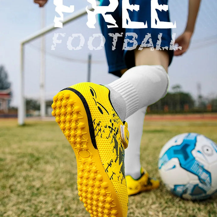 Children Football Shoes Soccer Boots Kids Boy Girl Sneakers New Leather High Top Soccer Cleats Training Outdoor Hook & Loop