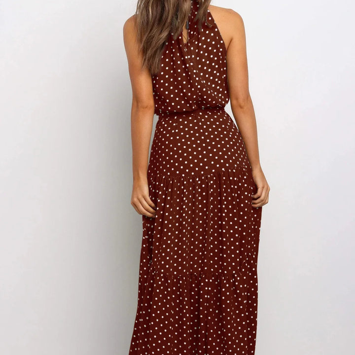 Long Dress Polka Dot Casual Dress Black Sexy Halter Clothes For Women