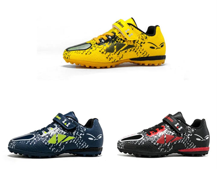 Children Football Shoes Soccer Boots Kids Boy Girl Sneakers New Leather High Top Soccer Cleats Training Outdoor Hook & Loop