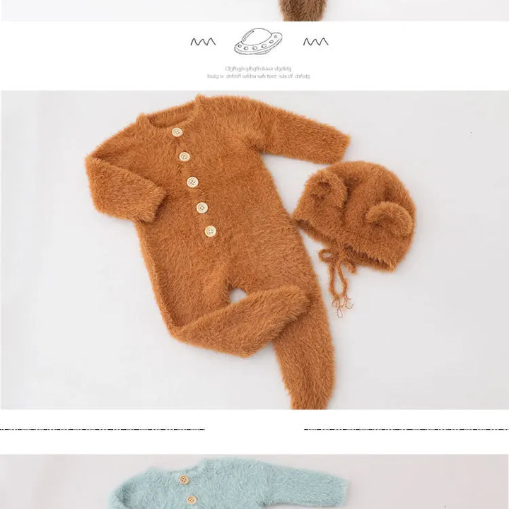 2024 Newborn romper photography props,baby handmade bear clothes for baby shoot