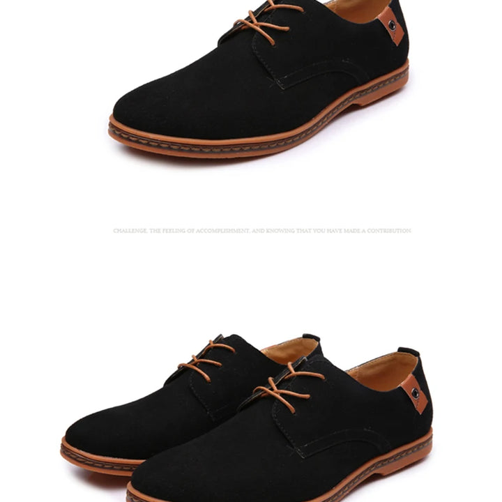 Spring Suede Leather Men Shoes Oxford Casual Shoes Classic Sneakers Comfortable Footwear Dress Shoes Large Size Flats