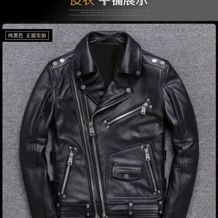 Mauroicardi Spring Black Pu Leather Motorcycle Jacket for Men Style Long Sleeve Zipper Pockets Mens Leather Jackets and Coats