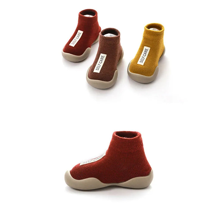 Baby Shoes Toddler First Walkers Infant Boys Girls Kids Rubber Soft Non-Slip Sole Floor Barefoot Casual Shoes Knit Booties