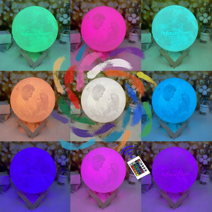 3D Printing Moon Lamp Personalized Photo Text Customized Night Light USB Rechargeable Birthday Mother Day Valentine's Lunar Gift