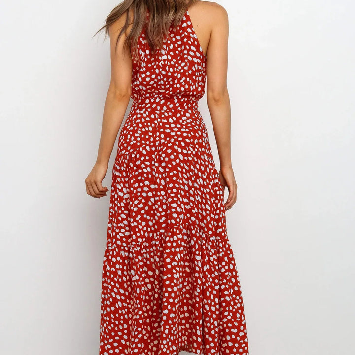 Long Dress Polka Dot Casual Dress Black Sexy Halter Clothes For Women