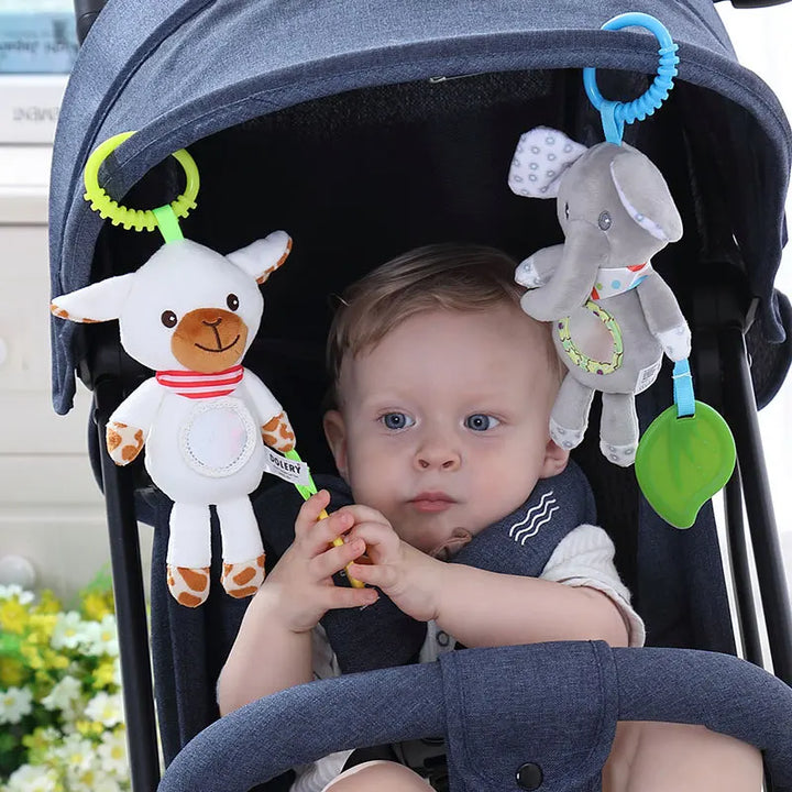 Soft Animal Handbells Rattles Butterfly Rabbit Duck Plush Infant Baby Development Handle Toys Hot Selling WIth Teether Baby Toy