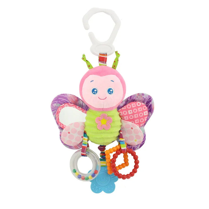 Soft Animal Handbells Rattles Butterfly Rabbit Duck Plush Infant Baby Development Handle Toys Hot Selling WIth Teether Baby Toy
