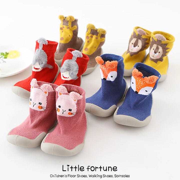 Baby Shoes Toddler First Walkers Infant Boys Girls Kids Rubber Soft Non-Slip Sole Floor Barefoot Casual Shoes Knit Booties