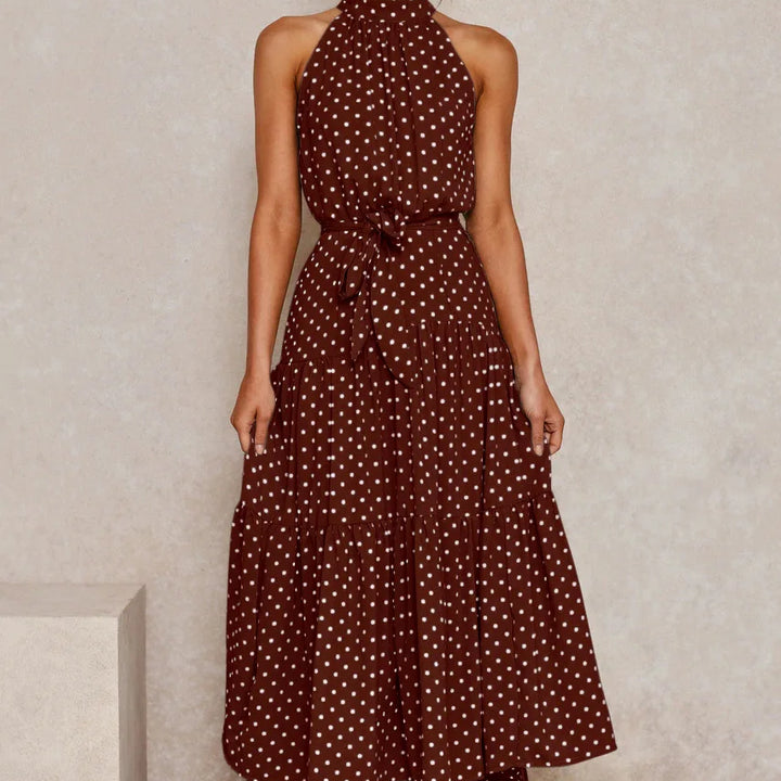 Long Dress Polka Dot Casual Dress Black Sexy Halter Clothes For Women