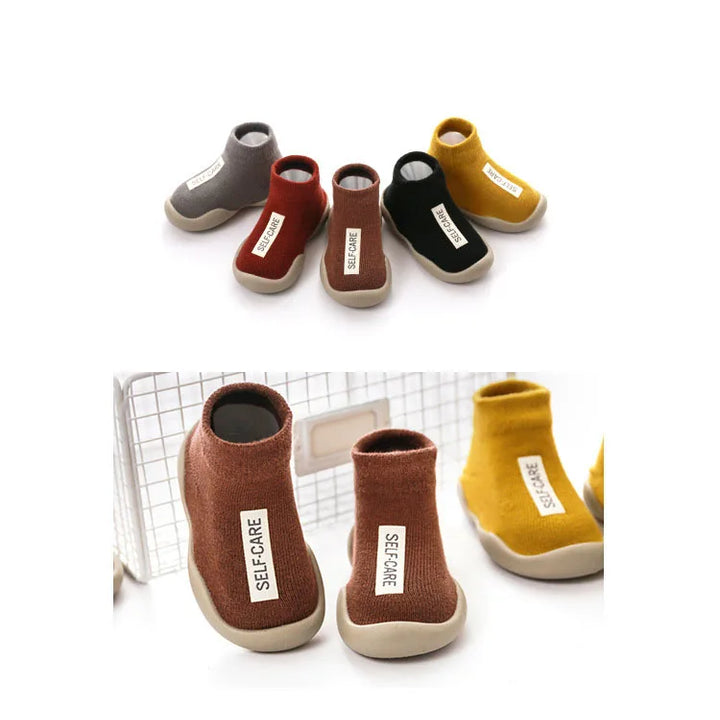 Baby Shoes Toddler First Walkers Infant Boys Girls Kids Rubber Soft Non-Slip Sole Floor Barefoot Casual Shoes Knit Booties