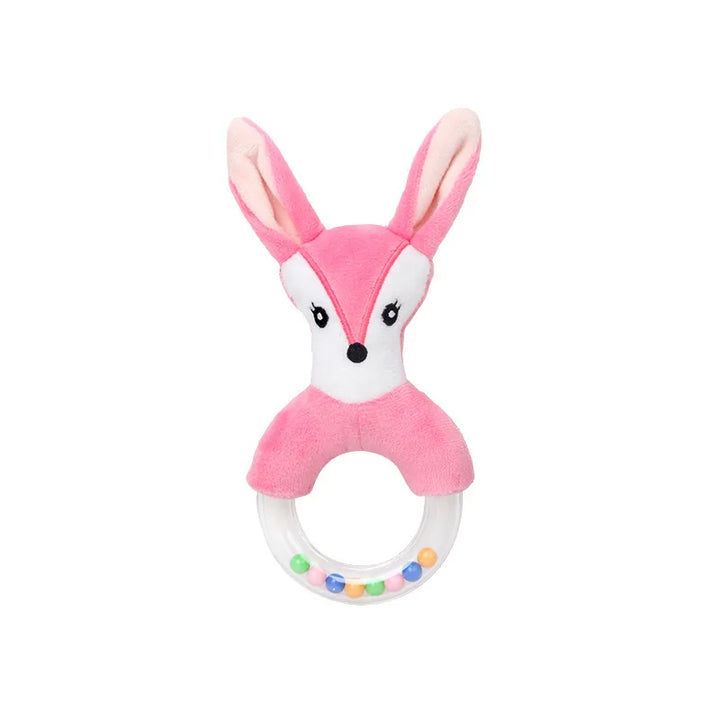 Soft Animal Handbells Rattles Butterfly Rabbit Duck Plush Infant Baby Development Handle Toys Hot Selling WIth Teether Baby Toy