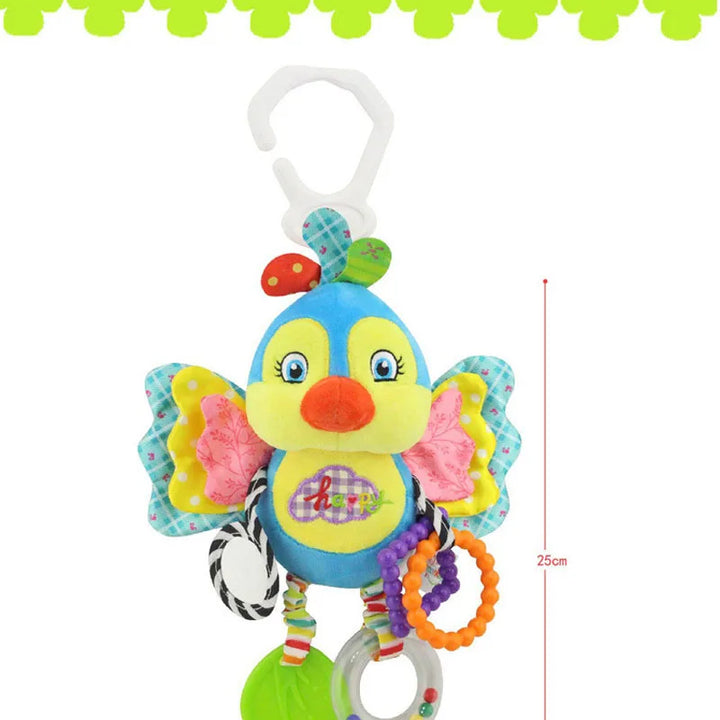 Soft Animal Handbells Rattles Butterfly Rabbit Duck Plush Infant Baby Development Handle Toys Hot Selling WIth Teether Baby Toy