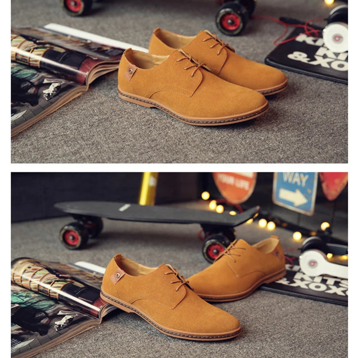 Spring Suede Leather Men Shoes Oxford Casual Shoes Classic Sneakers Comfortable Footwear Dress Shoes Large Size Flats