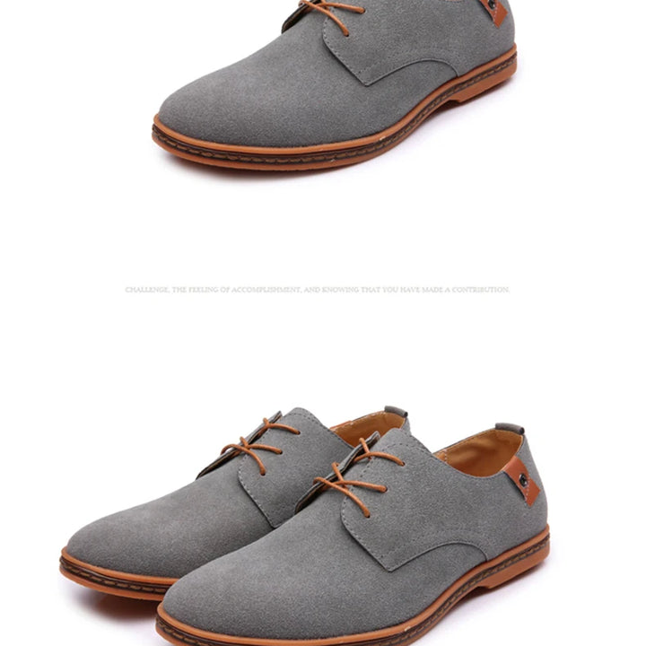Spring Suede Leather Men Shoes Oxford Casual Shoes Classic Sneakers Comfortable Footwear Dress Shoes Large Size Flats