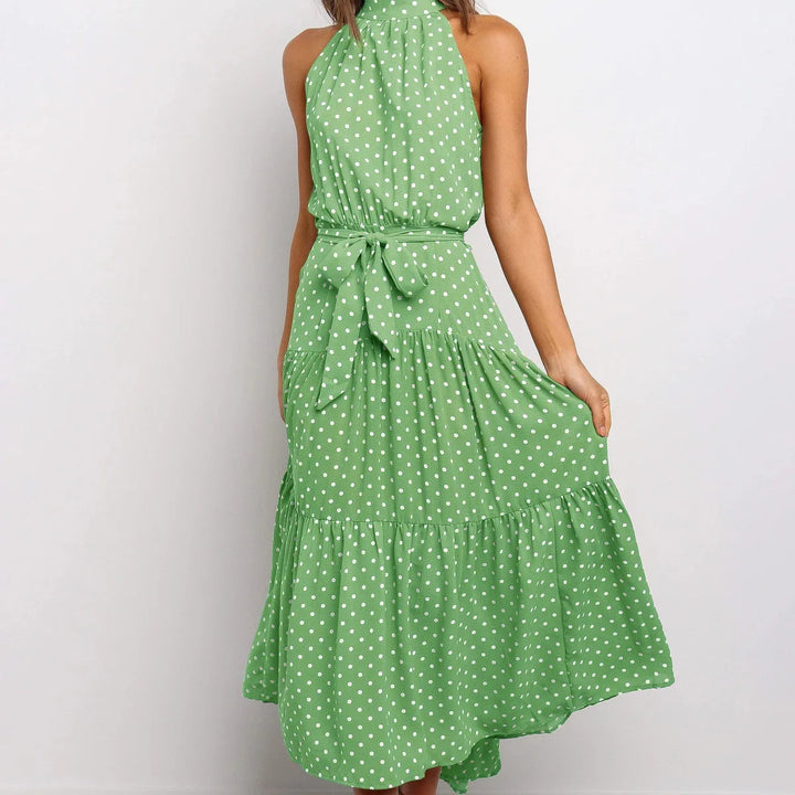 Long Dress Polka Dot Casual Dress Black Sexy Halter Clothes For Women