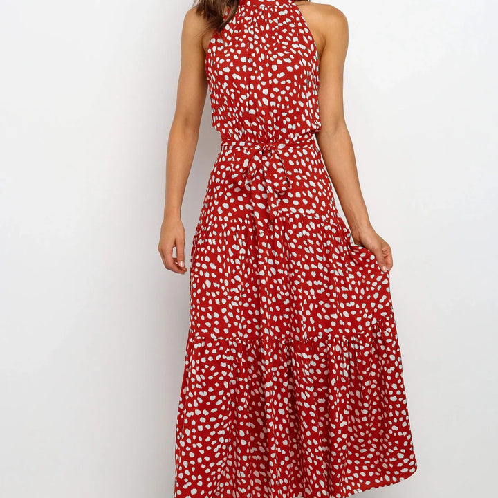 Long Dress Polka Dot Casual Dress Black Sexy Halter Clothes For Women
