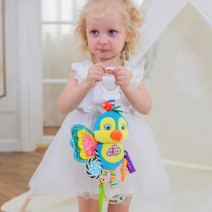 Soft Animal Handbells Rattles Butterfly Rabbit Duck Plush Infant Baby Development Handle Toys Hot Selling WIth Teether Baby Toy