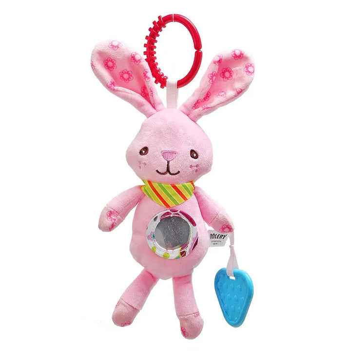 Soft Animal Handbells Rattles Butterfly Rabbit Duck Plush Infant Baby Development Handle Toys Hot Selling WIth Teether Baby Toy